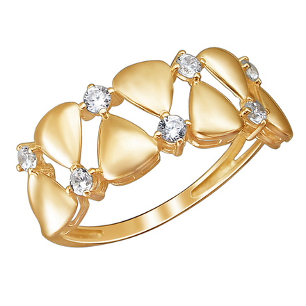 Кольцо с фианитом из красного золота 585 пробы JA-R-К1111520