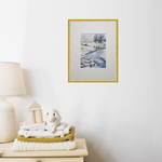 Картина авторская акварельная в паспарту 21х30 см на стену для интерьера "Речка"