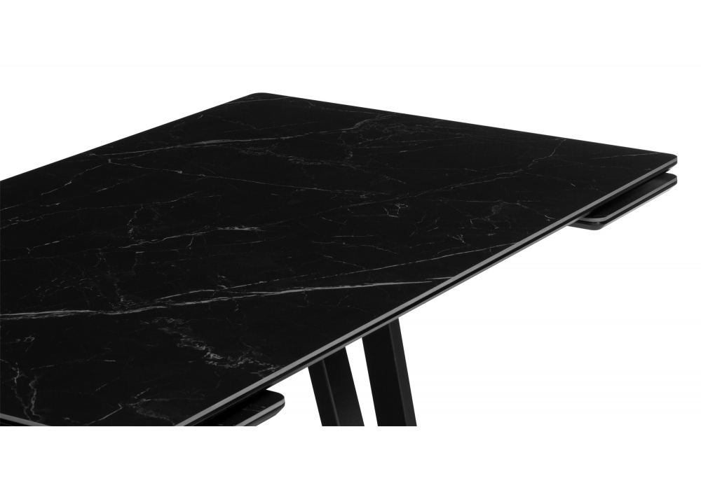 Керамический стол Woodville Памелла 120(180)х80 shakespeare black, черный, ножки черные