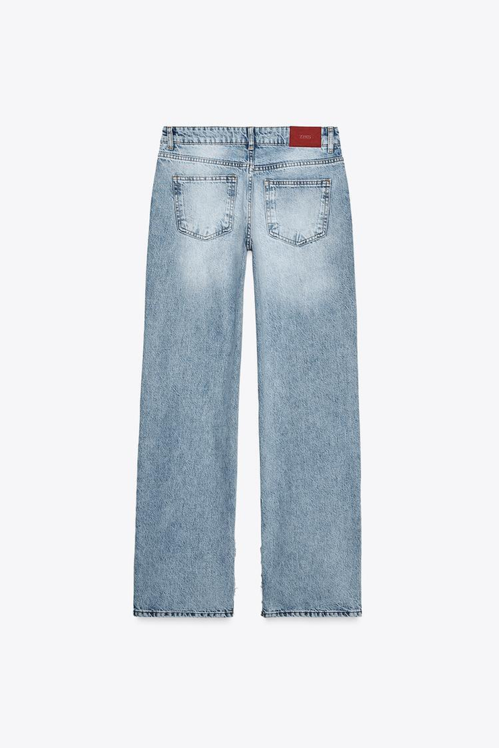 ZARA ДЖИНСЫ Z1975 SLIM FLARE LONG LENGTH С НИЗКОЙ ПОСАДКОЙ И РАЗРЕЗАМИ, ВЫЦВЕТШИЙ СИНИЙ