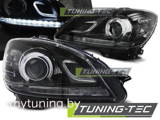 Передние фары Mercedes С W204 daylight black