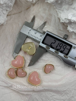 Пуговицы золотистые в форме сердца персиковые (розовые)