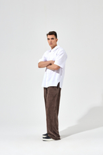 Брюки широкие, вельвет, цвет "тауп"