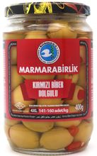 Оливки Marmarabirlik Biber фаршированные перцем 4XL 400 г 2 шт