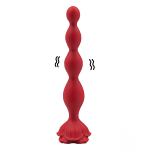 Красный анальный вибромассажер-елочка 19,5см с пультом ДУ Silicone Toys USK-A06