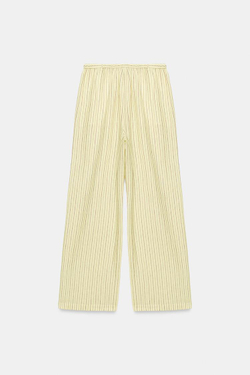 ZARA БРЮКИ ИЗ СМЕСОВОГО ЛЬНА В ПОЛОСКУ, ЖЕЛТЫЙ
