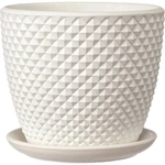 Горшок керамический Грань белый бутон №2