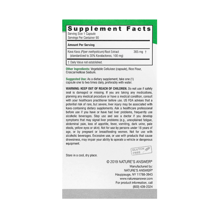 Кава-6, Kava-6, Nature's Answer, 90 вегетарианских капсул 2