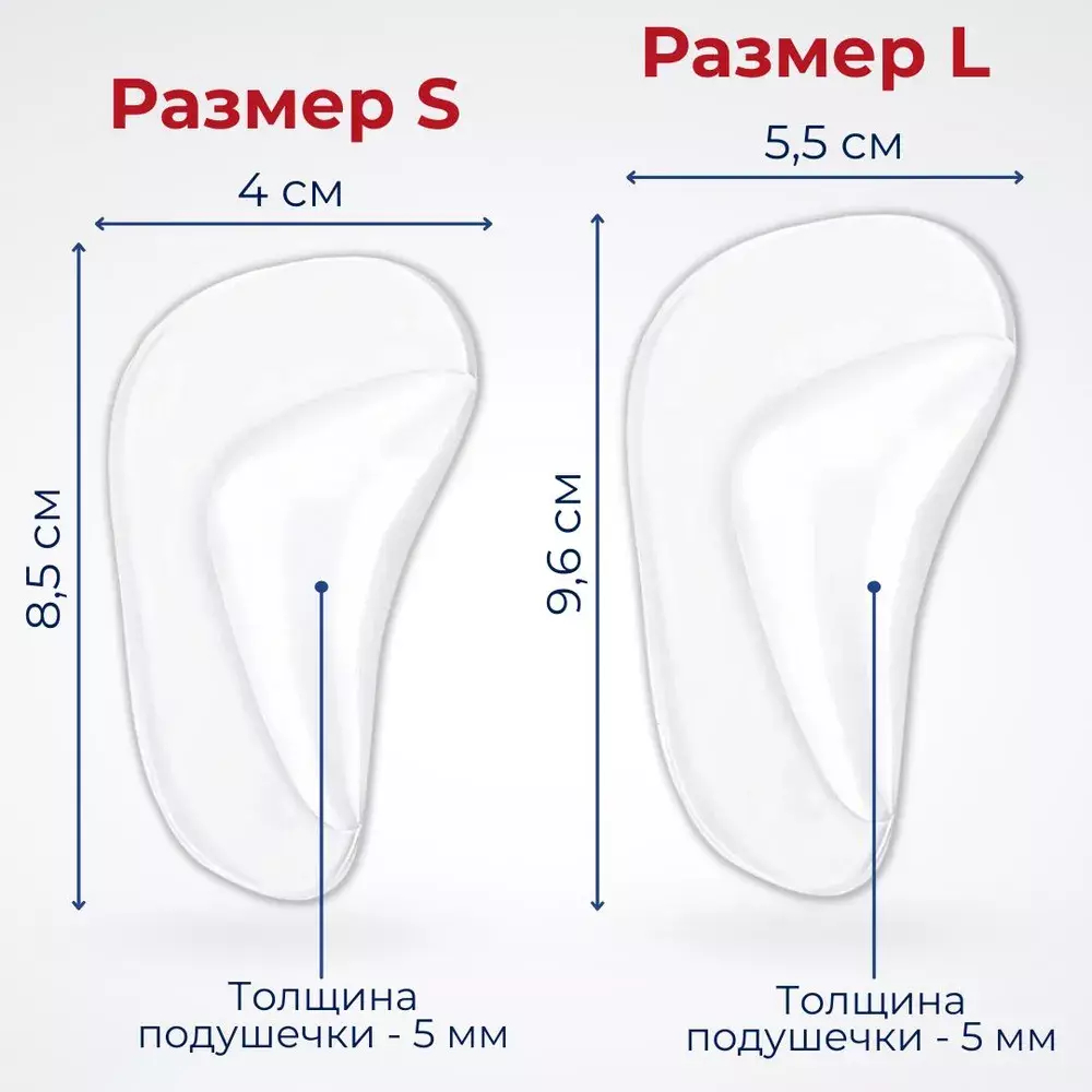 Силиконовые супинаторы для обуви при плоскостопии, 1 пара