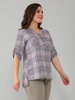 Блузка БЛ-131/коричнево-розоваяклетка