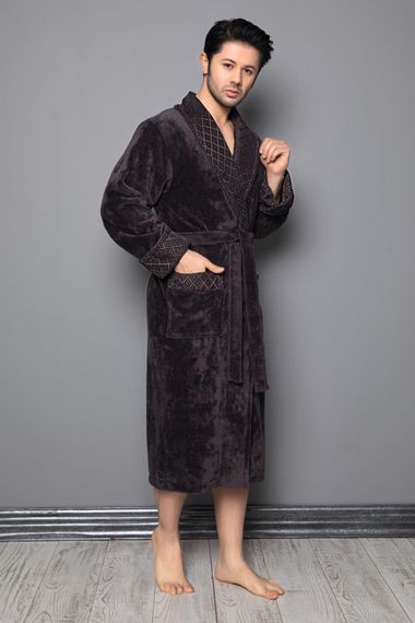 Мужской махровый халат 15160  антрацит Турция
