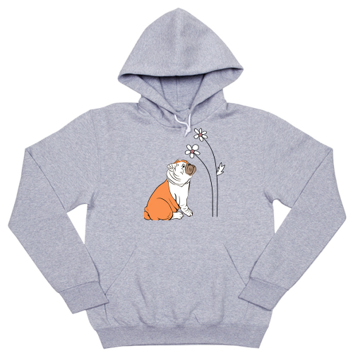 Толстовка "Английский бульдог с цветами"