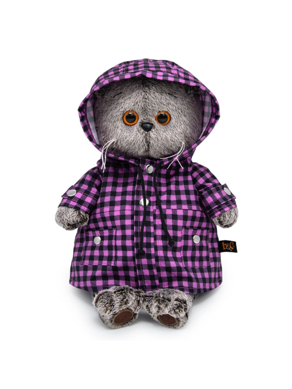 Мягкая игрушка Кот Басик в клетчатом плаще 19 см Ks19-261
