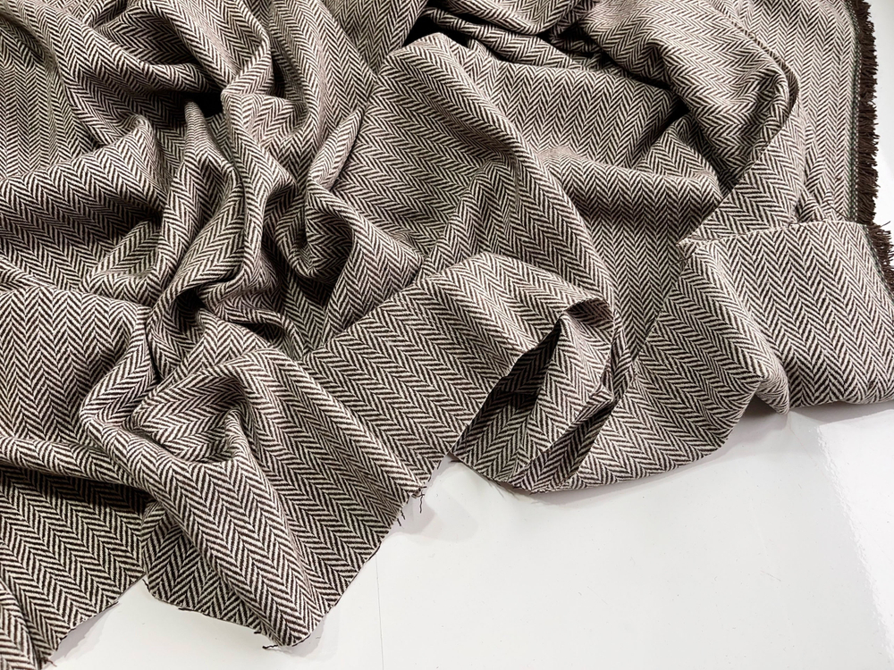 ШОКОЛАД - Шерстяная костюмная/пальтовая ткань "Елочка" (1385 Евгения)