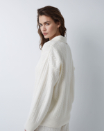 Поло объемного кроя из смесового кашемира молочный