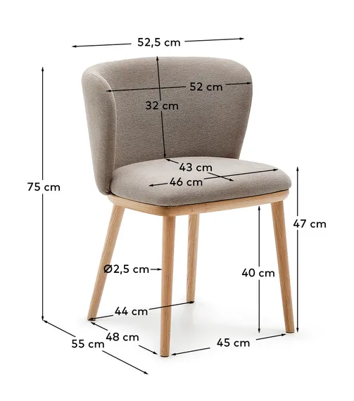 Стул Ciselia, коричневый шенилл, ножки из массива ясеня