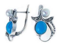 "Романс" серьги в серебряном покрытии из коллекции "Самоцветы" от Jenavi  с английским замком