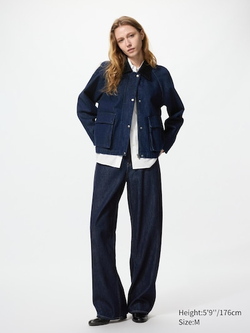 UNIQLO Короткая джинсовая куртка, темно-синий