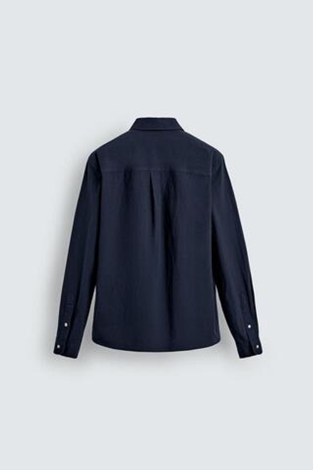 ZARA РУБАШКА В ПОЛОСКУ С ЭФФЕКТОМ ПОТЕРТОСТИ, МОРСКОЙ СИНИЙ