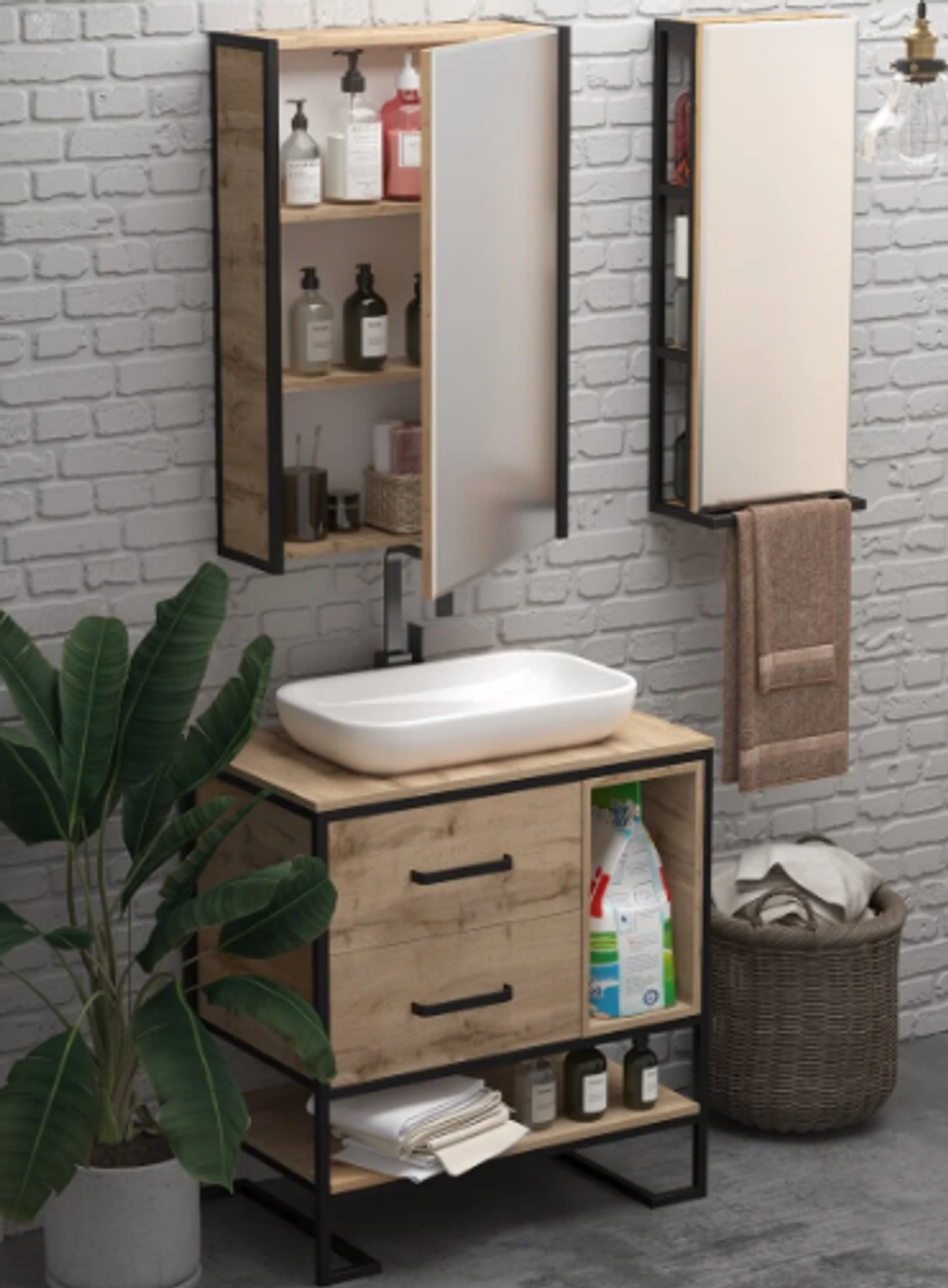Тумба Grunge Loft 80Н 2я/2п Дуб вотан