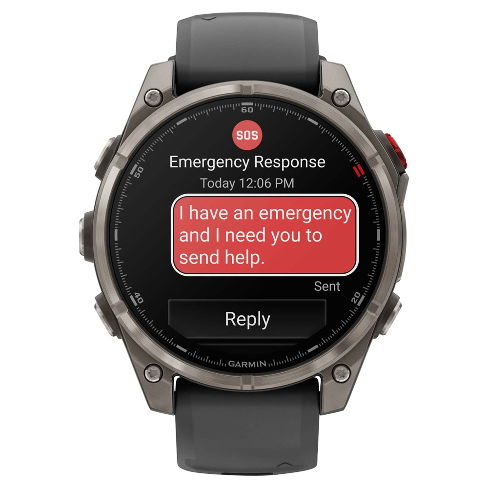 Garmin Fenix 8 PRO, 47 мм, AMOLED, Sapphire, Titanium with Graphite/Black Silicone Band