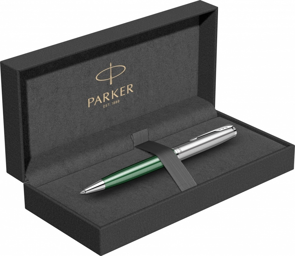 Шариковая ручка Parker Sonnet Essentials Green SB Steel CT 2169365, цвет чернил black, стержень: M, в подарочной упаковке.
