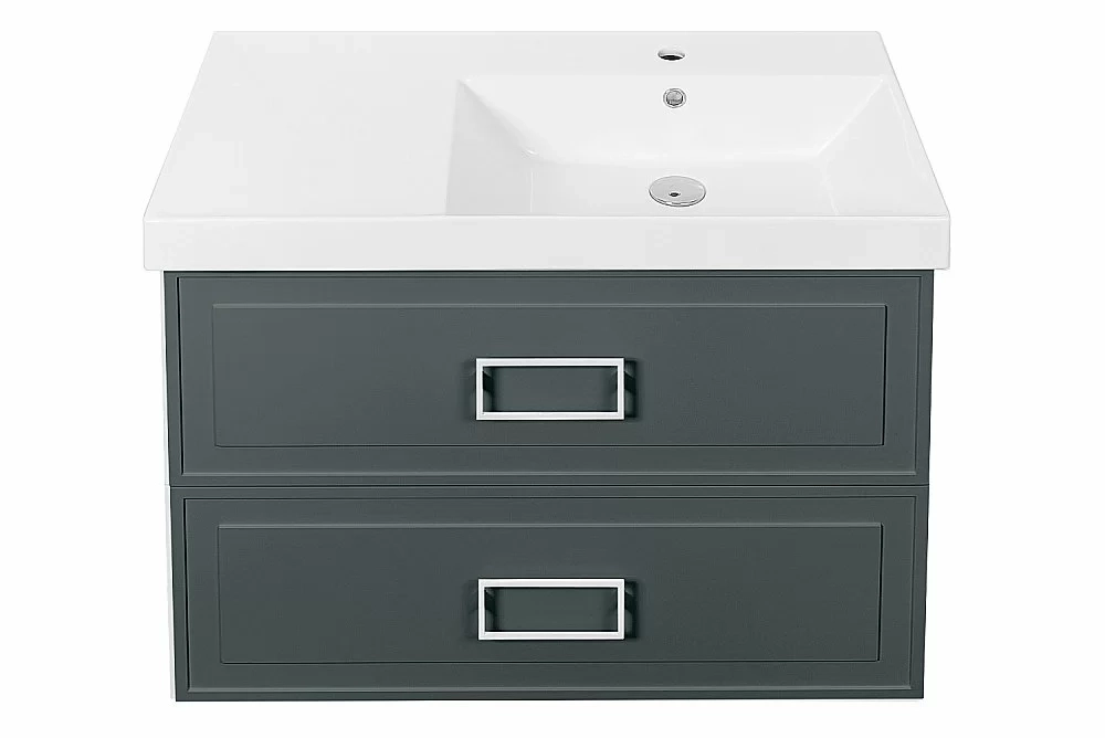 Тумба с раковиной LA FENICE Cubo Grigio TWIN 90 серая/ручки белые