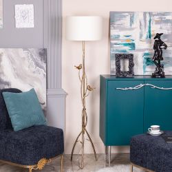 Светильник напольный торшер Терра с абажуром Винтаж-2 Айвори