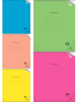 Тетрадь А5 48л. линия Неон, пласт.обложка, ассорти 5 цветов (Проф-Пресс)