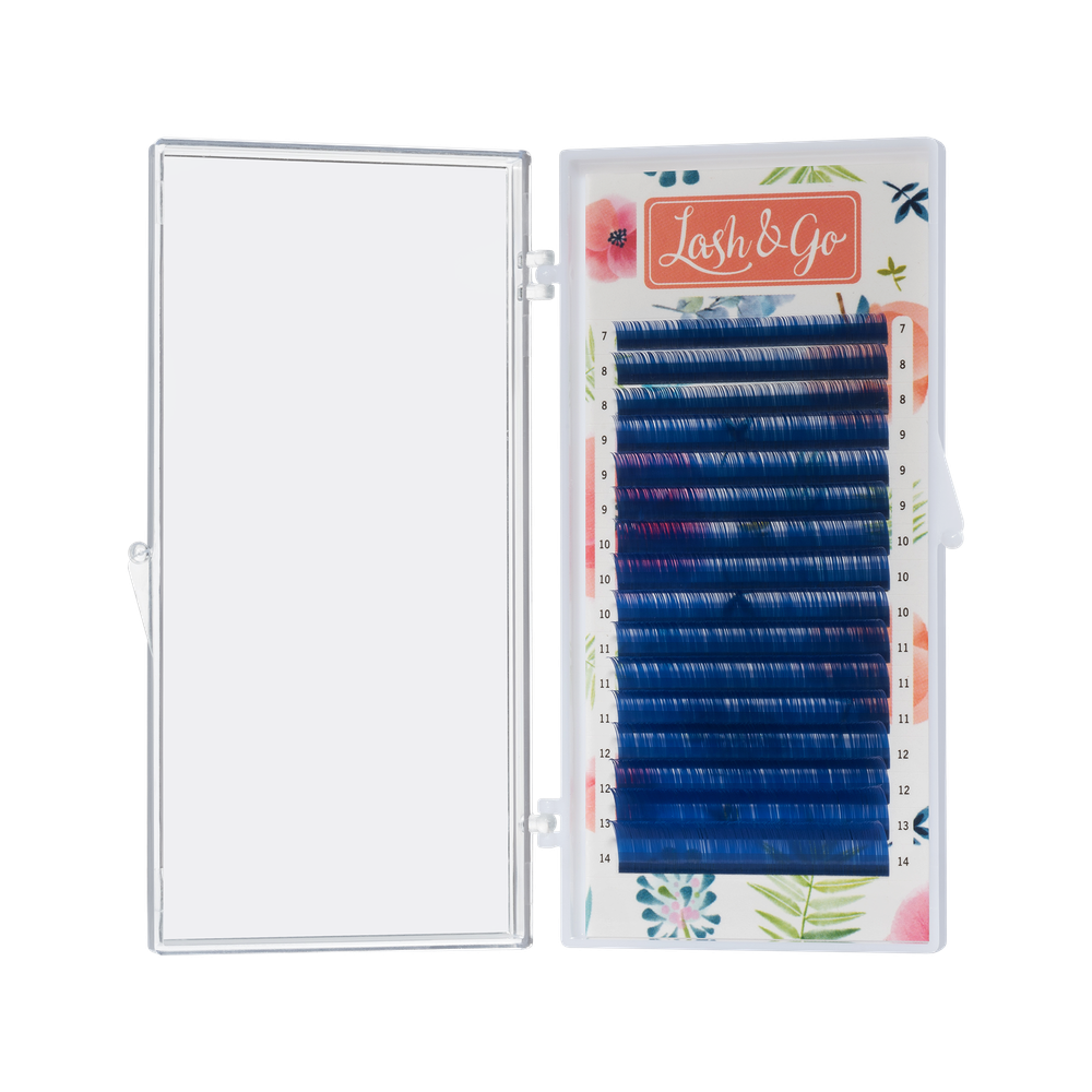 Ресницы цветные Lash&amp;Go Blue MIX 16 линий