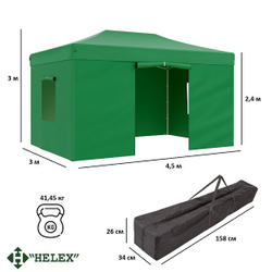 Тент-шатер быстросборный Helex 24336 3x4,5х3м полиэстер зеленый