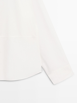 Massimo Dutti Рубашка из смесовой хлопковой ткани с вышивкой, белый