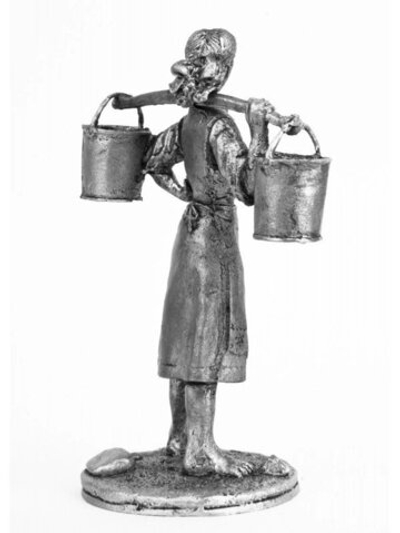 Оловянная фигурка Девушка у плетня