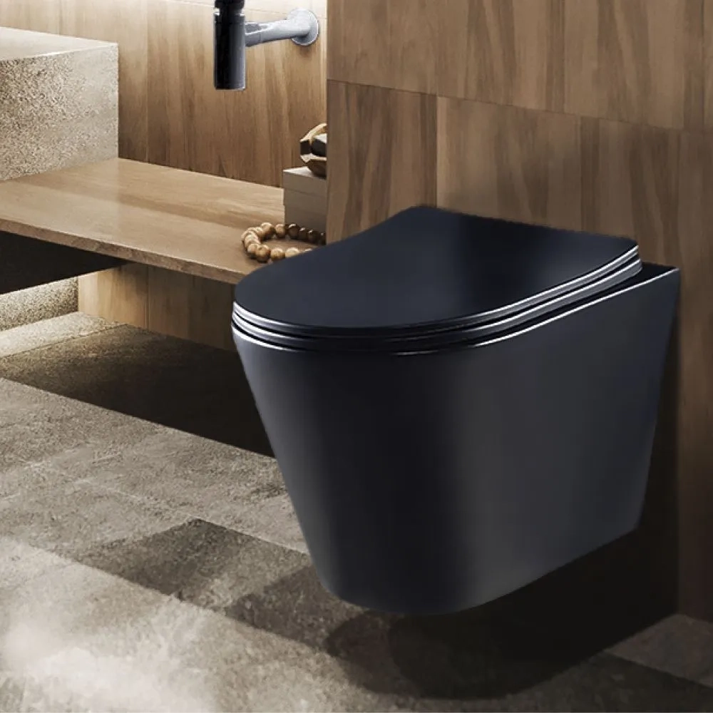 Унитаз подвесной CULTO MONET черный, безободковый с сиденьем микролифт