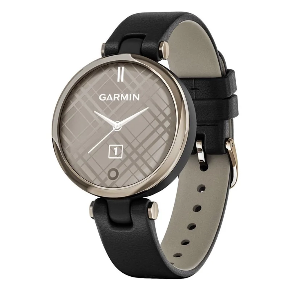Смарт-часы Garmin Lily кремово-золотистый безель, черный корпус и итальянский кожаный ремешок 010-02384-B1