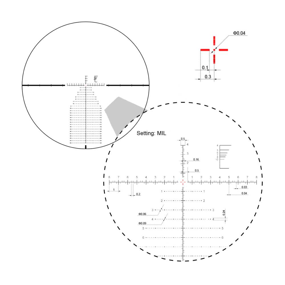 Оптический прицел Vector Optics Continental X6 4-24x56 Ranging FFP, 34мм, сетка VEC-MBR MIL (SCFF-39)