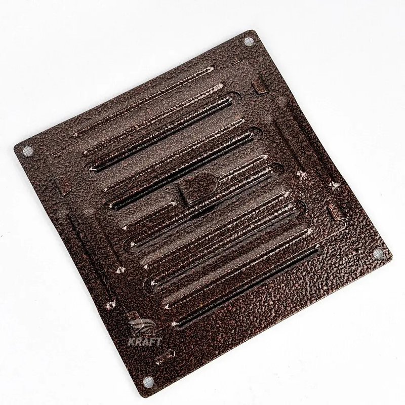 Решетка регулируемая металлическая с москитной сеткой 150х150 мм медного цвета