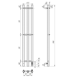 Полотенцесушитель электрический Point Деметра PN12822W П3 120x1200 диммер справа, белый схема