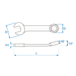 KING TONY (10D0-15) Ключ комбинированный укороченный 15 мм