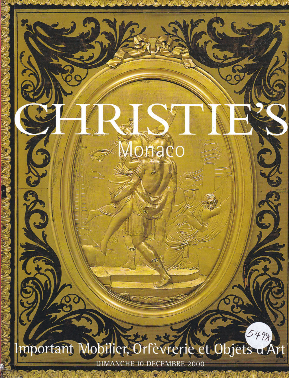Каталог аукциона Christie's, Монако, Мебель, предметы интерьера и декоративно-прикладного искусства от 10 декабря 2000 года