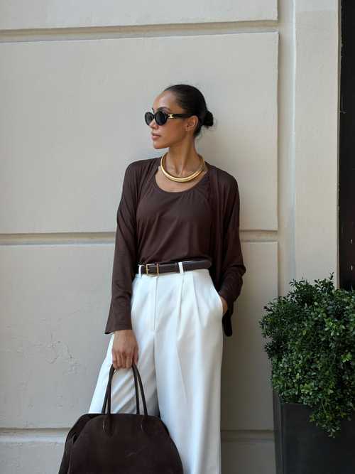 Майка из трикотажа шоколадная