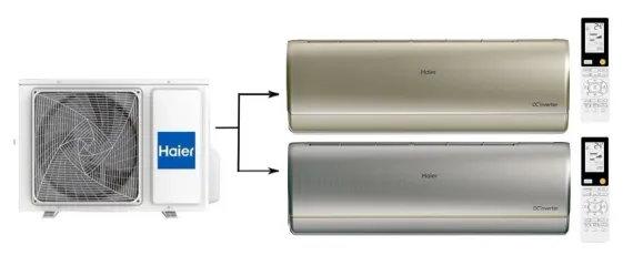 Мульти сплит-система на 2 комнаты 25+25 м2 Haier AS25S2SJ2FA-G+AS25S2SJ2FA-S/2U40S2SM1FA Jade Super Match