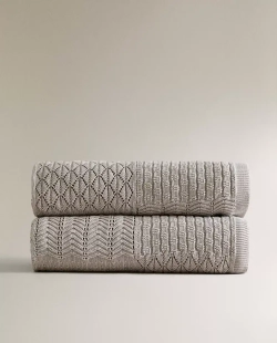 ZARA HOME ДЕТСКИЙ ПЛЕД В СТИЛЕ ПЭЧВОРК, СИНИЙ