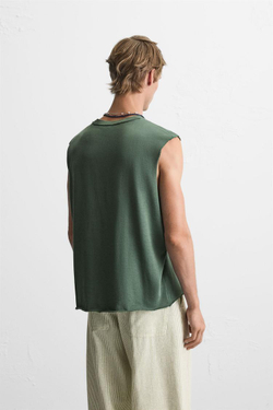 ZARA ФУТБОЛКА АСИММЕТРИЧНОГО КРОЯ, ЗЕЛЕНЫЙ