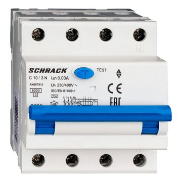 Дифавтомат Schrack Technik 3P+N C 10A 30mA тип A 6kA AK667810-- (АВДТ)