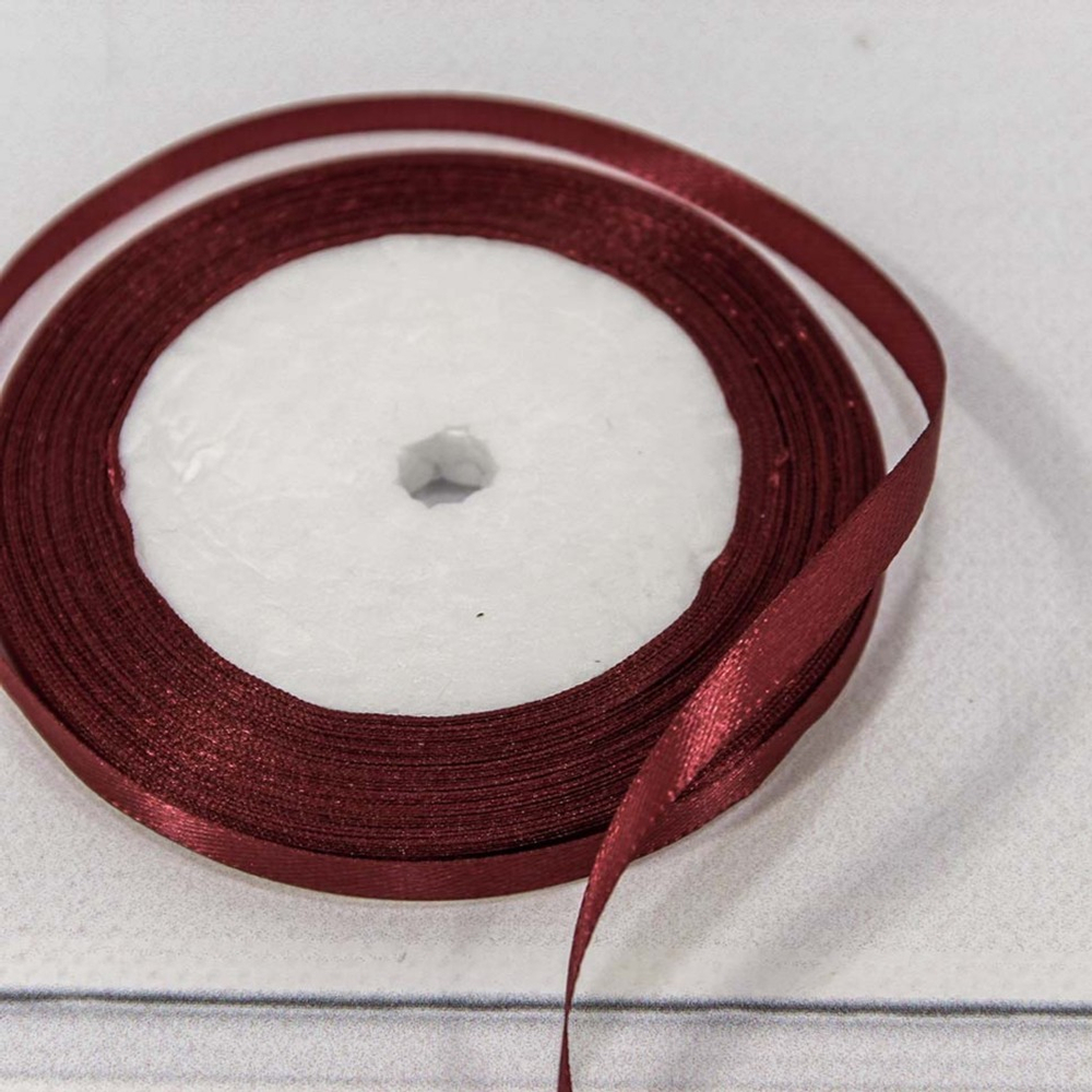 Лента Атласная 0,6см х 28м Сатин (Бордовый)