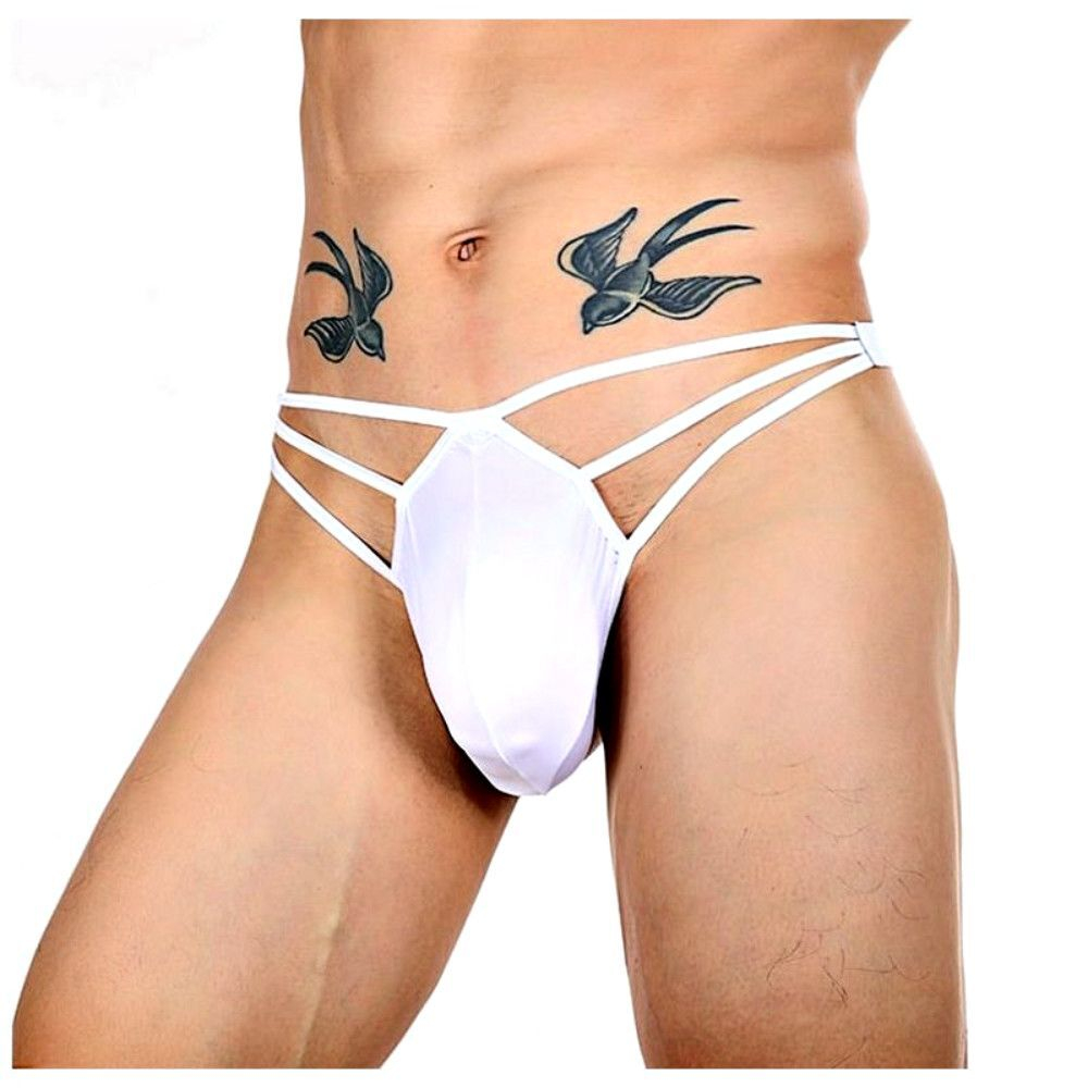 Белые сексуальные трусы-стринги на тонких бретелях (Размер: XXL) (Цвет: белый)