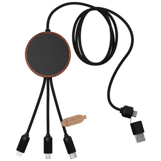 SCX.design C40 Зарядный кабель 5 в 1 из переработанного PET-пластика со светящимся логотипом и беспроводное зарядное устройст