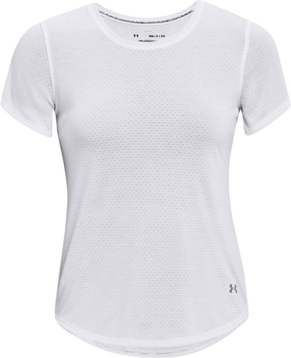 Женская футболка теннисная Under Armour Streaker Run Short Sleeve - white/reflective