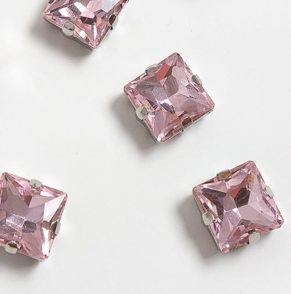 Стразы пришивные стекло в оправе, ш. 12 мм, св.розовый